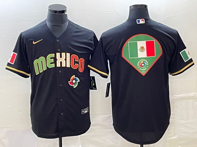 Men 2023 World Cub Mexico Blank Black gold Nike MLB Jersey9